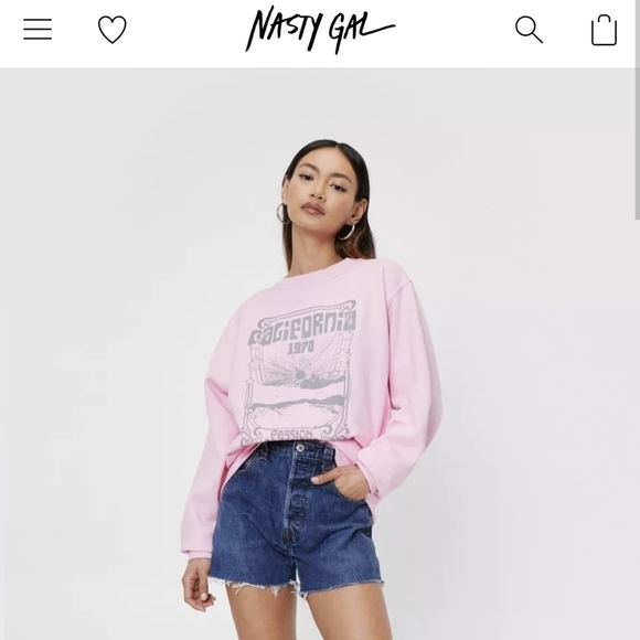 NASTY gal California graphic pullover sweatshirt pink medium - Picture 3 of 11